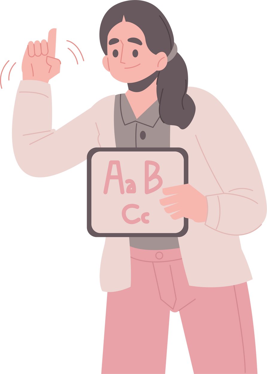 Cartoon Female Teacher Teaching Alphabet